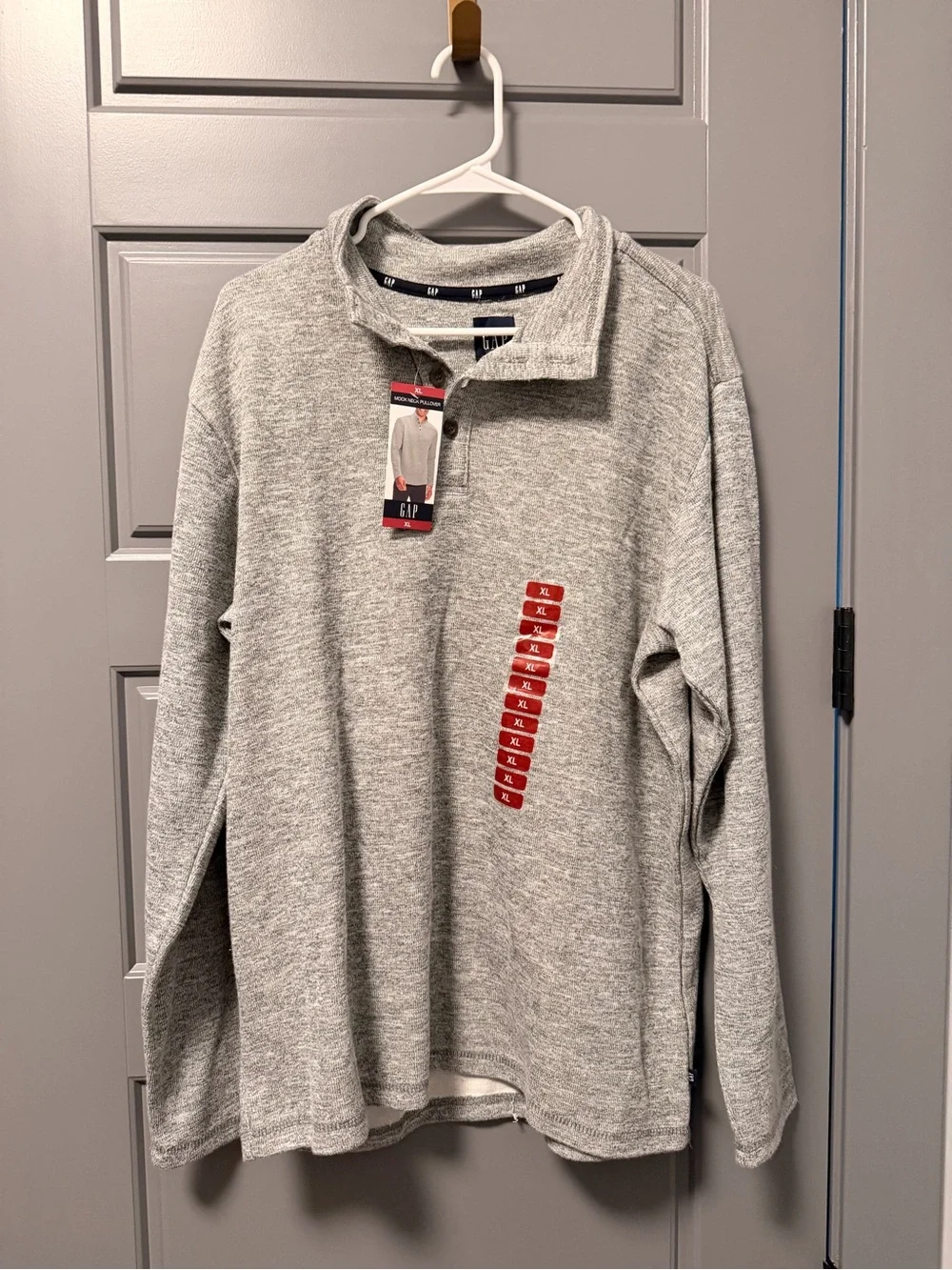 GAP Men's Light Gray Heather Mock Neck Pullover Sweater XL